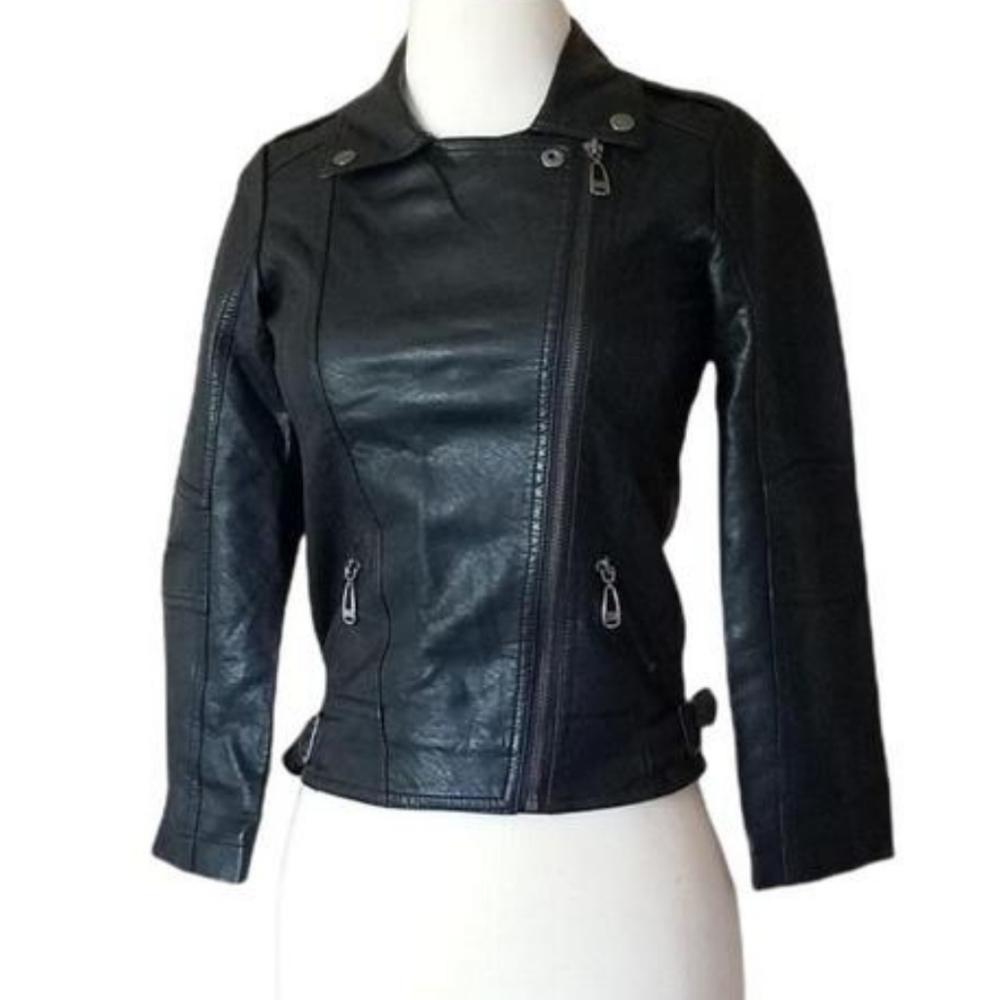 Zaia Black Moto Leather Jacket 🏍